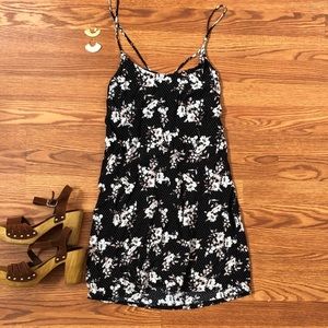 Black floral strappy dress